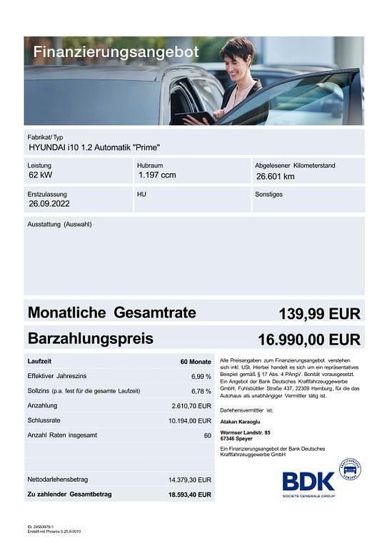 Gebraucht Hyundai i10 84 PS (61 kW) 2022 Weiß Kleinwagen