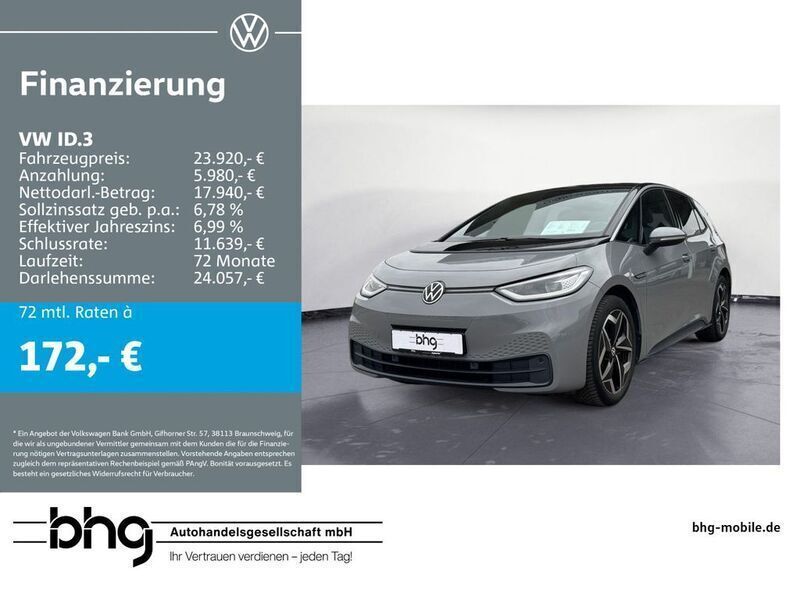 Mondsteingrau/schwarz Gebraucht 2021 VW ID.3 Pro Kleinwagen | 23.920 € (Fairer Preis) - Bild 1/4