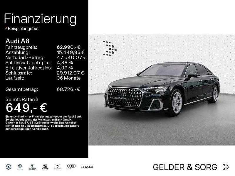 Mythosschwarz metallic Gebraucht 2022 Audi A8L Ambiente Limousine | 62.990 € (Teuer) - Bild 1/4