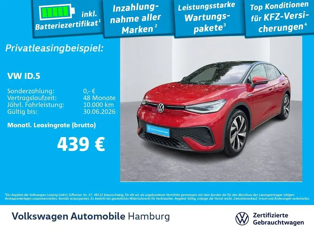 Gebraucht VW ID.5 Pro Performance 150 kW (204 PS) 2023 Kings red metallic schwarz SUV