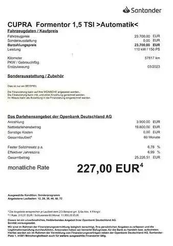 Gebraucht Cupra Formentor 150 PS (110 kW) 2023 Schwarz SUV