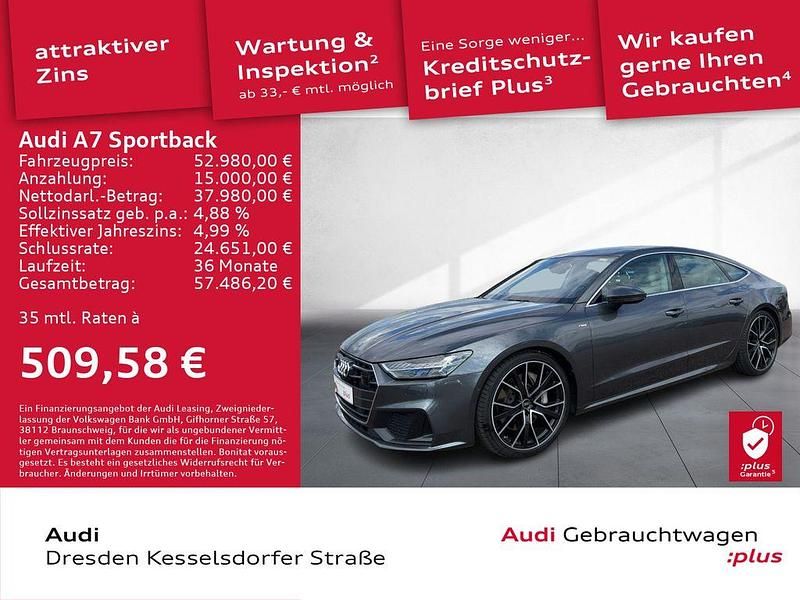 Daytonagrau perleffekt Gebraucht 2021 Audi A7 Sportback Ambiente Kleinwagen | 52.980 € (Teuer) - Bild 1/4
