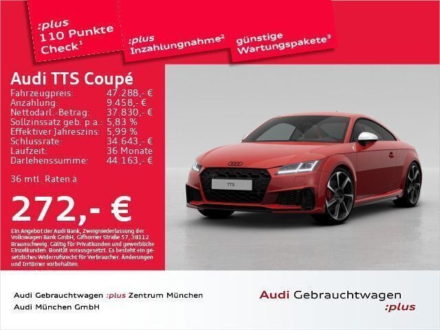 Tangorot metallic Gebraucht 2023 Audi TTS Advanced Coupé | 48.488 € (Fairer Preis) - Bild 1/2