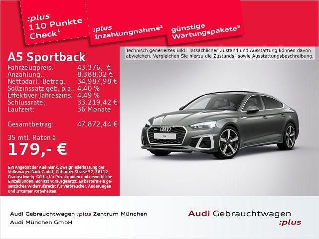 Grau Gebraucht 2024 Audi A5 Sportback S-Line Kleinwagen | 43.376 € (Fairer Preis) - Bild 1/2