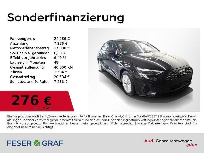 Brillantschwarz Gebraucht 2022 Audi A3 Sportback e-tron Ambiente Limousine | 24.286 € (Superpreis) - Bild 1/2