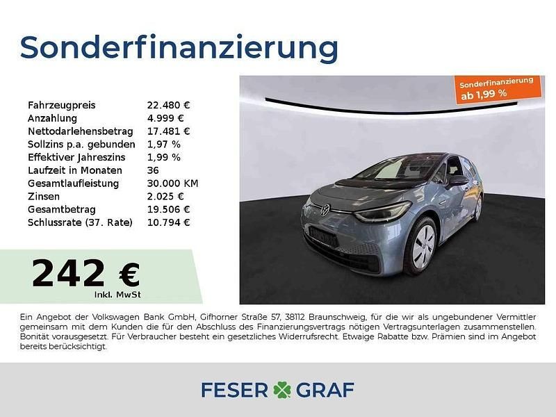 Blau Gebraucht 2021 VW ID.3 Pro Kleinwagen | 22.480 € (Fairer Preis) - Bild 1/4