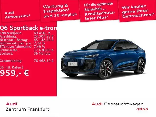 Gebraucht Audi Q6 Sportback e-tron Performance 225 kW (306 PS) 2025 Ascariblau metallic SUV