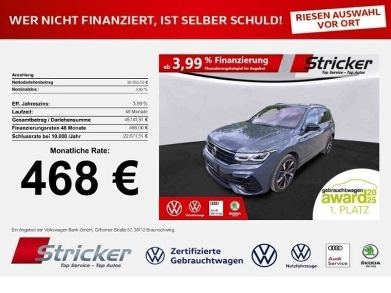 Delfingrau metallic (metallic) Gebraucht 2021 VW Tiguan Style SUV | 38.868 € (Superpreis) - Bild 1/4