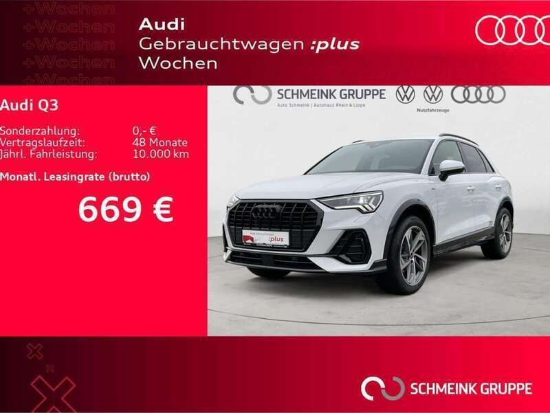 Weiß (gletscherweiß metallic) Gebraucht 2024 Audi Q3 S-Line SUV | 46.881 € (Teuer) - Bild 1/4