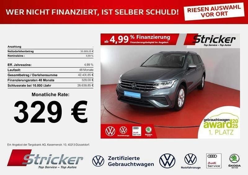 Platinum grey metallic Gebraucht 2024 VW Tiguan Allspace Life SUV | 36.889 € (Guter Preis) - Bild 1/4
