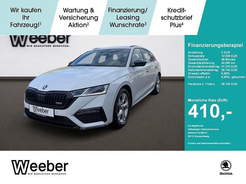 Moonweiss (metallic) Gebraucht 2021 Skoda Octavia RS Kombi | 26.740 € (Superpreis) - Bild 1/4