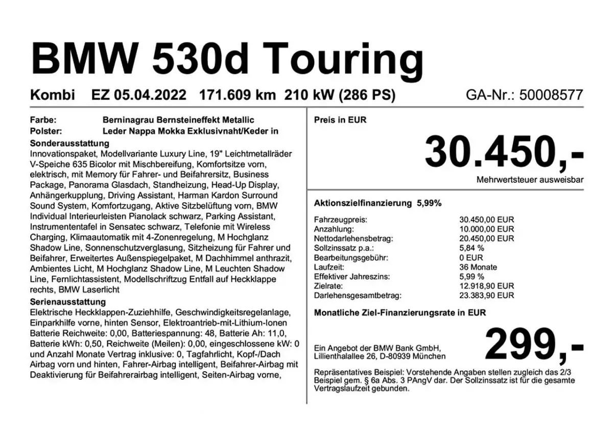 Gebraucht BMW 530 Luxury Line 286 PS (210 kW) 2022 Berninagrau bernsteineffekt Kombi