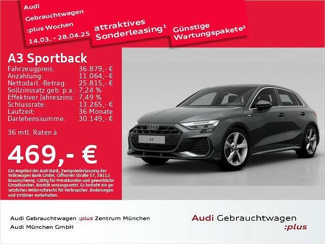 Grau Gebraucht 2024 Audi A3 S-Line Limousine | 36.879 € (Guter Preis) - Bild 1/1