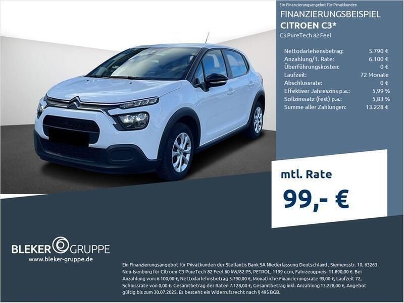 Weiß Gebraucht 2022 Citroën C3 Feel Kleinwagen | 11.790 € (Guter Preis) - Bild 1/3