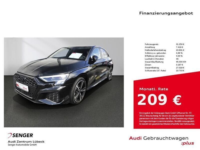 Schwarz Gebraucht 2023 Audi A3 Sportback S-Line Limousine | 31.250 € (Etwas zu teuer) - Bild 1/4