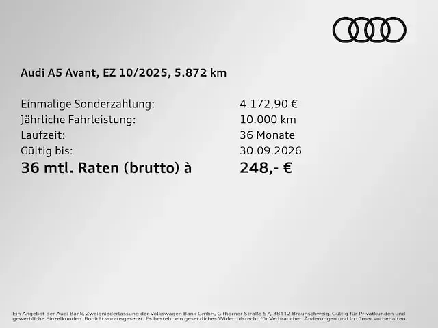 Gebraucht Audi A5 204 PS (150 kW) 2025 Firmamentblau metallic Kombi