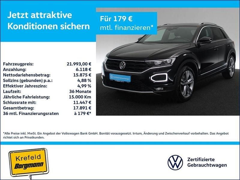Schwarz / deep black Gebraucht 2022 VW T-Roc Sport SUV | 21.993 € (Guter Preis) - Bild 1/4