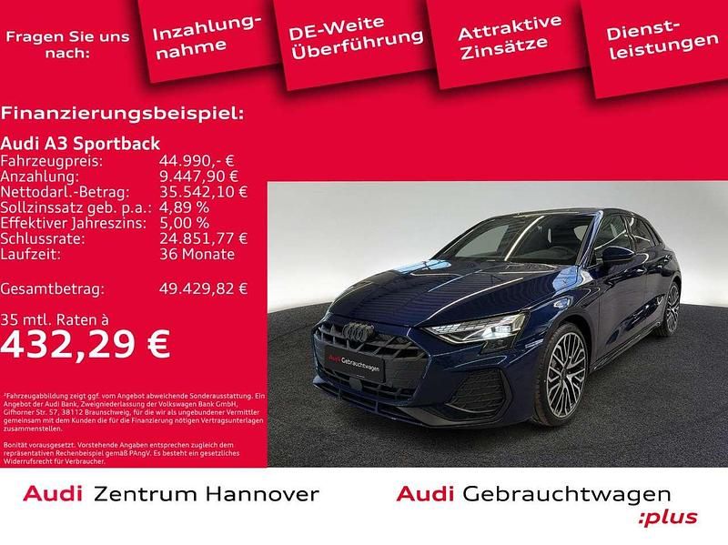 Navarrablau metallic Gebraucht 2025 Audi A3 S-Line Limousine | 44.990 € - Bild 1/4