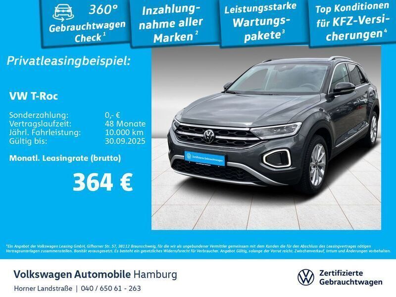 Indiumgrau metallic/schwarz (metallic) Gebraucht 2024 VW T-Roc Style SUV | 30.490 € (Fairer Preis) - Bild 1/2