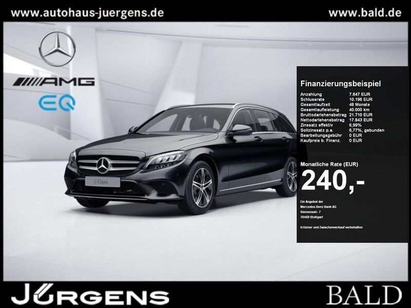 Metalliclack obsidianschwarz Gebraucht 2020 Mercedes C180 Avantgarde Kombi | 26.290 € (Fairer Preis) - Bild 1/4
