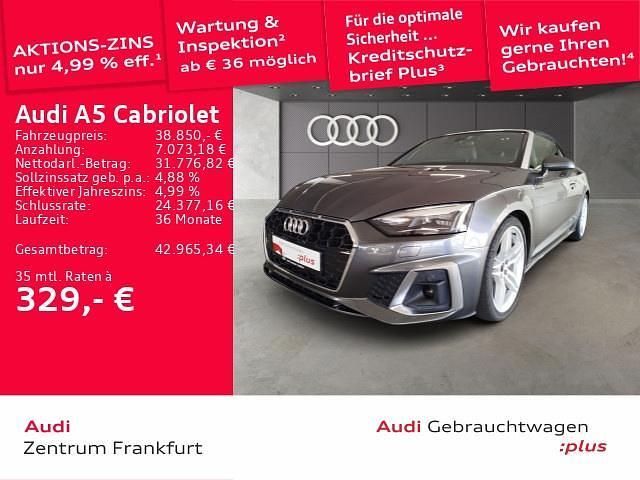 Daytonagrau perleffekt verdeck Gebraucht 2022 Audi A5 Cabriolet S-Line Cabrio | 38.850 € (Fairer Preis) - Bild 1/2