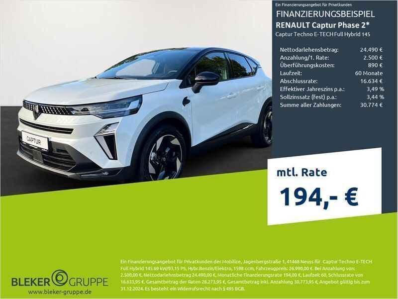 Perlmuttweiß, dach Gebraucht 2024 Renault Captur Techno SUV | 25.990 € (Guter Preis) - Bild 1/3