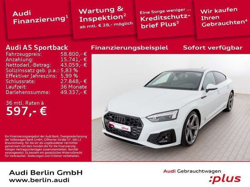 Gletscherweiß metallic Gebraucht 2023 Audi A5 S-Line Coupé | 58.800 € - Bild 1/4
