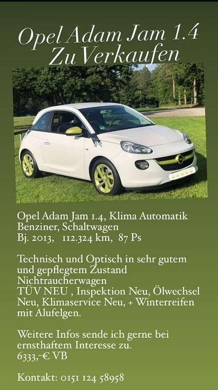 Weiß Gebraucht 2013 Opel Adam Jam Kleinwagen | 6.333 € (Fairer Preis) - Bild 1/4