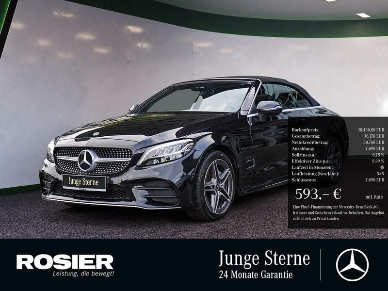 Schwarz Gebraucht 2020 Mercedes C180 AMG Cabrio | 38.450 € (Teuer) - Bild 1/4