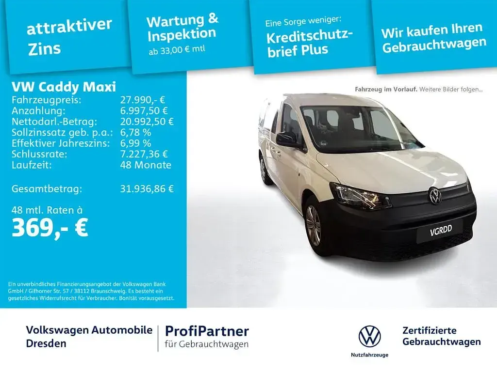 Gebraucht VW Caddy Basis 114 PS (83 kW) 2023 Weiß Van / Kleinbus