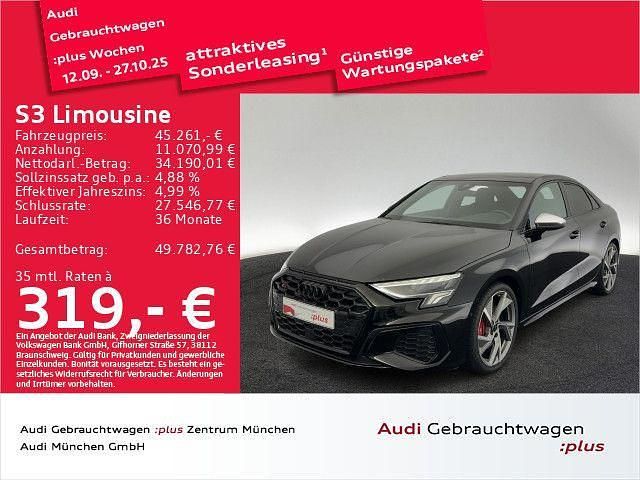 Mythosschwarz metallic Gebraucht 2023 Audi S3 Ambiente Limousine | 45.261 € (Teuer) - Bild 1/2