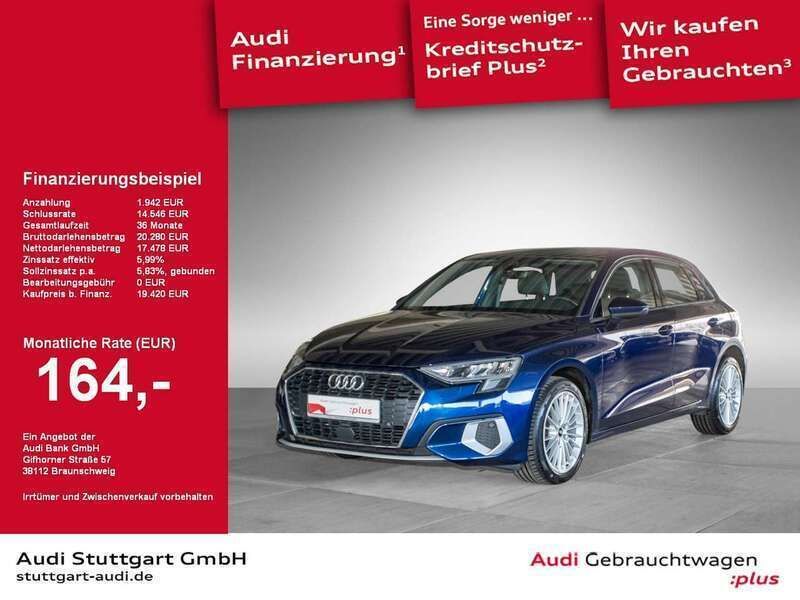Blau Gebraucht 2021 Audi A3 Sportback Advanced Limousine | 19.920 € (Guter Preis) - Bild 1/2