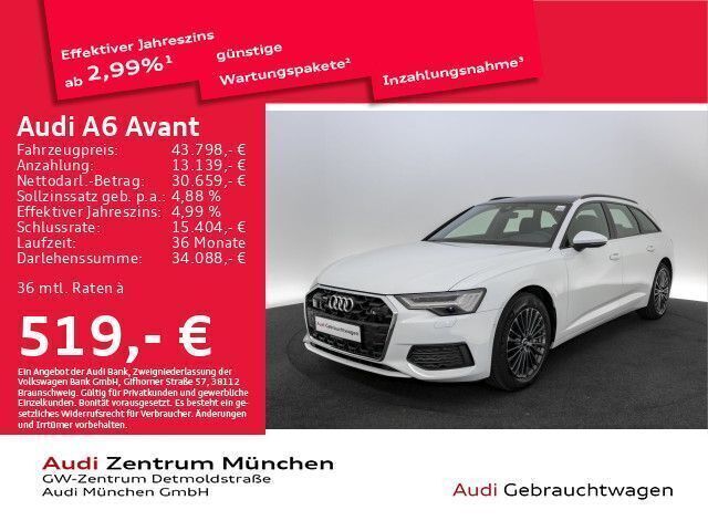 Gletscherweiß metallic Gebraucht 2023 Audi A6 Ambiente Kombi | 48.974 € - Bild 1/2