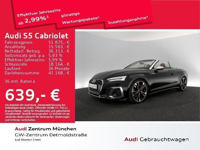Mythosschwarz metallic Gebraucht 2022 Audi S5 Cabriolet Ambiente Cabrio | 54.374 € (Fairer Preis) - Bild 1/2