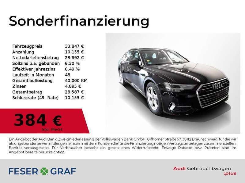 Brillantschwarz Gebraucht 2022 Audi A6 Sport Kombi | 33.847 € (Superpreis) - Bild 1/2