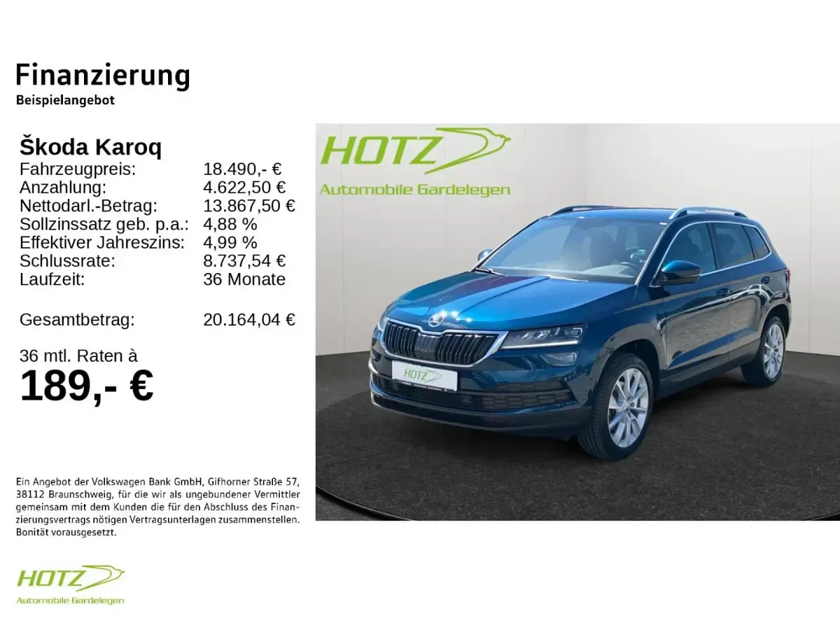Gebraucht Skoda Karoq Style 150 PS (110 kW) 2017 Lavablau metallic SUV