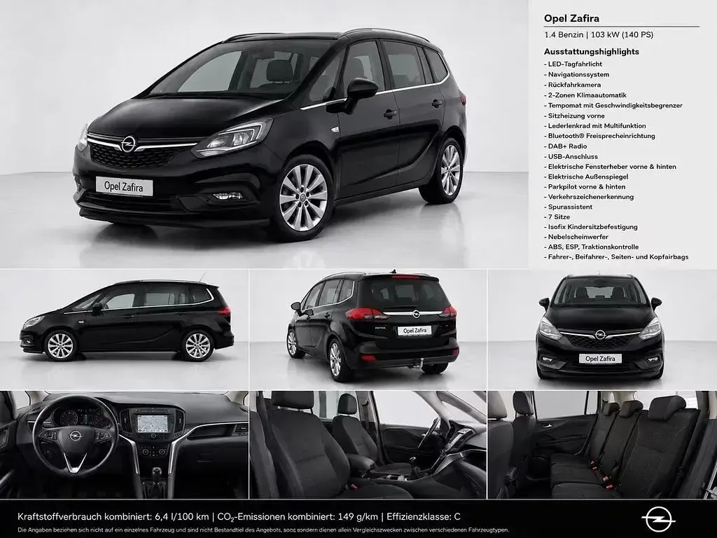 Gebraucht Opel Zafira Active 140 PS (102 kW) 2017 Schwarz Van / Kleinbus