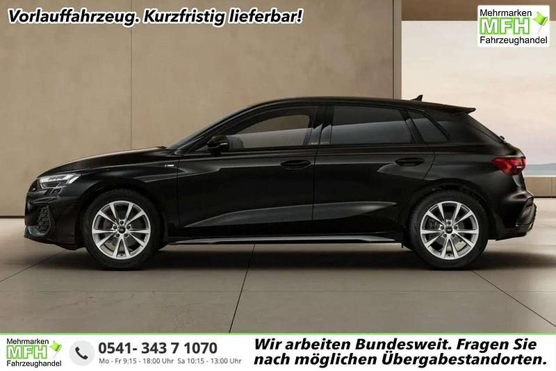 Mythosschwarz metallic Neu 2025 Audi A3 S-Line Limousine | 36.299 € (Guter Preis) - Bild 1/4