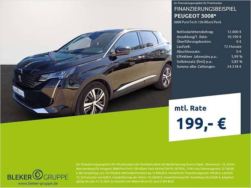 Perlaneraschwarz Gebraucht 2023 Peugeot 3008 Allure SUV | 22.190 € (Guter Preis) - Bild 1/3