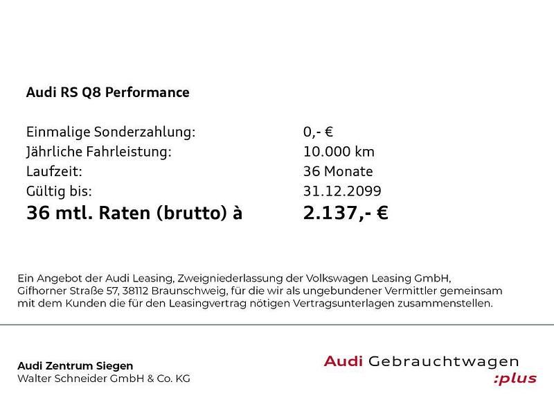 Neu Audi RS Q8 Performance 640 PS (470 kW) 2026 Daytonagrau perleffekt SUV