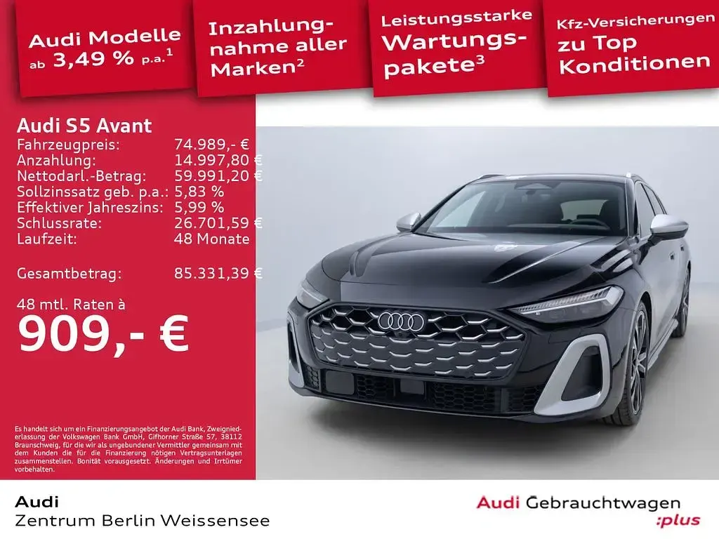 Brugt Audi S5 Ambiente 367 HK (269 kW) 2025 Sort Stationcar