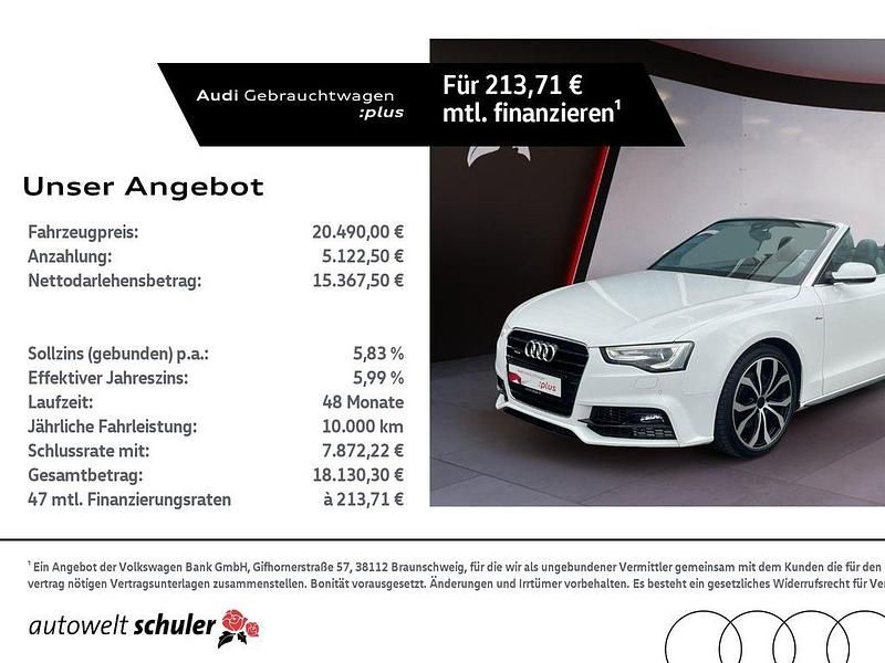 Ibisweiß Gebraucht 2015 Audi A5 Cabriolet S-Line Cabrio | 20.490 € (Etwas zu teuer) - Bild 1/4