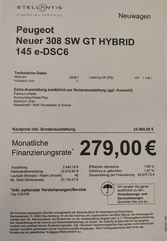 Neu Peugeot 308 SW GTi 145 PS (106 kW) 2026 Grau Kombi