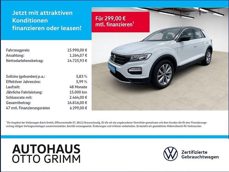 Pure white/schwarz Gebraucht 2018 VW T-Roc Style SUV | 15.990 € (Fairer Preis) - Bild 1/4