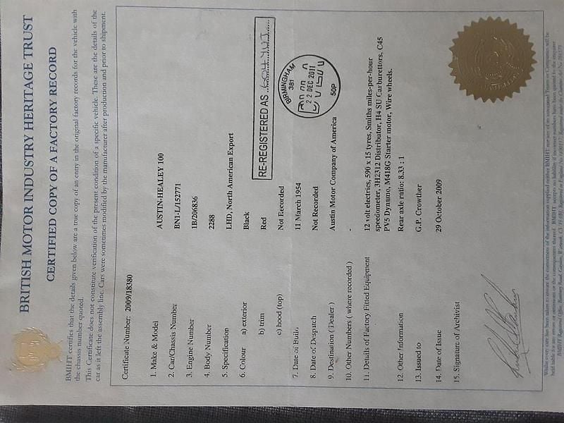 Gebraucht Austin Healey 100 140 PS (102 kW) 1954 Schwarz Cabrio