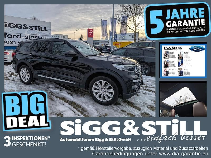 Obsidianschwarz metallic Gebraucht 2021 Ford Explorer Hybrid Platinum SUV | 46.390 € (Guter Preis) - Bild 1/3