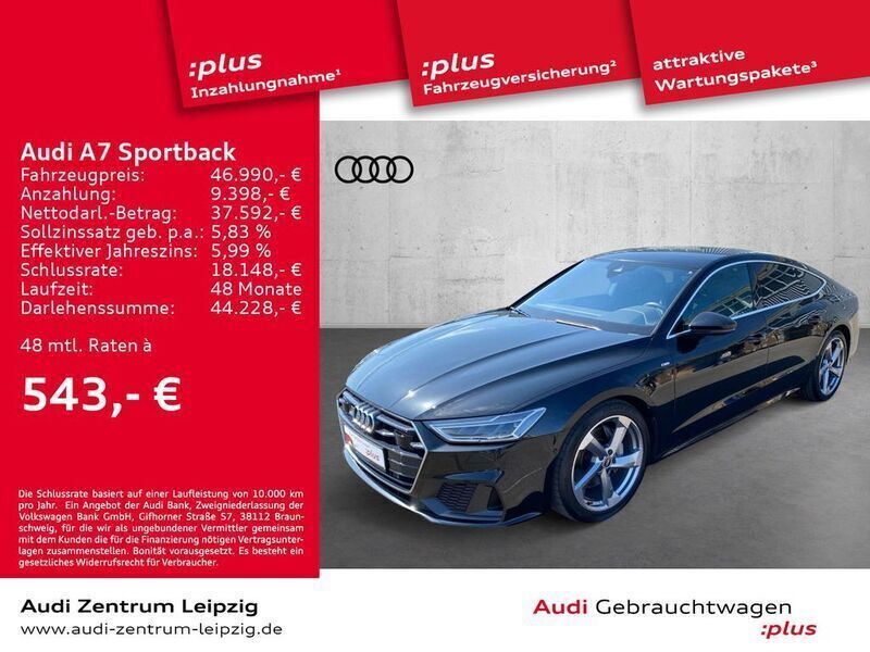 Mythosschwarz metallic Gebraucht 2022 Audi A7 Sportback Ambiente Kleinwagen | 48.880 € (Fairer Preis) - Bild 1/3