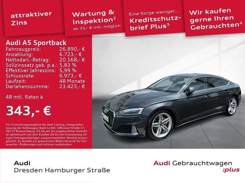 Manhattangrau metallic Gebraucht 2021 Audi A5 Sportback Advanced Limousine | 26.890 € (Guter Preis) - Bild 1/3