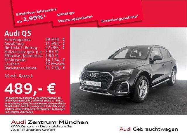 Mythosschwarz metallic Gebraucht 2023 Audi Q5 S-Line SUV | 42.645 € (Guter Preis) - Bild 1/2