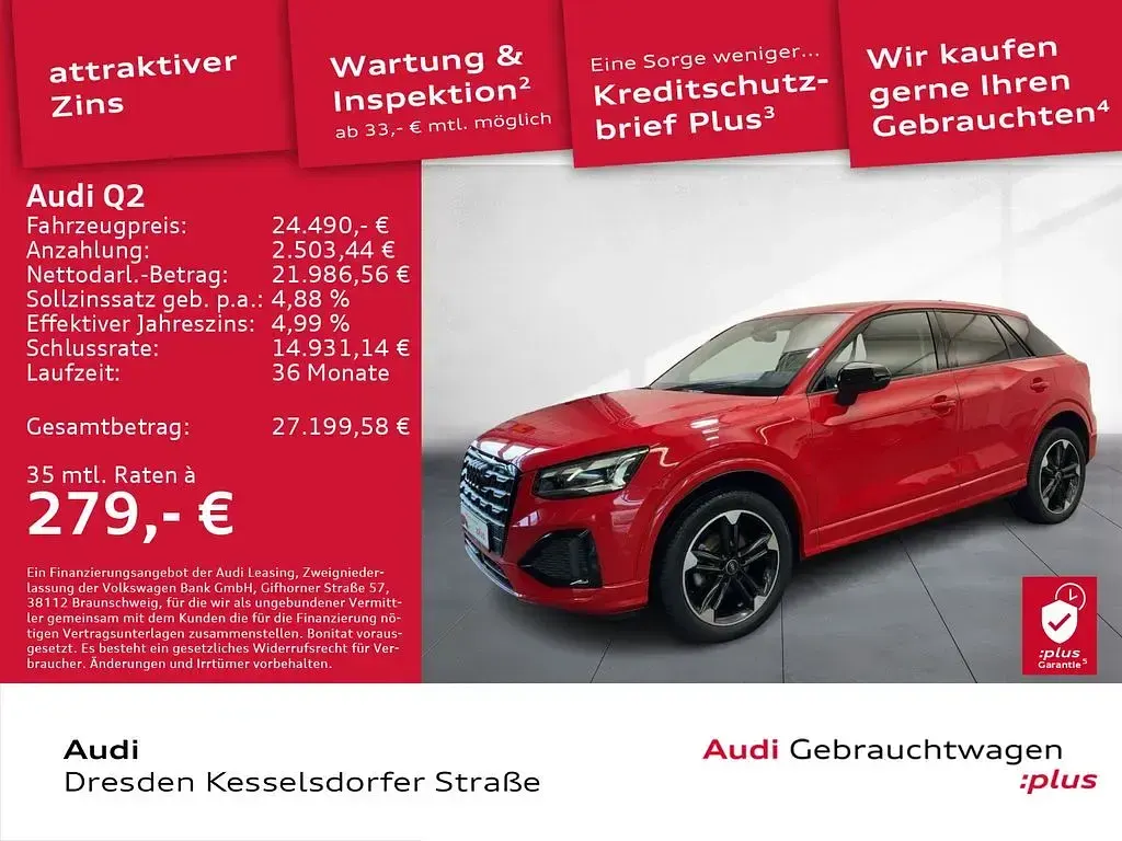 Gebraucht Audi Q2 Advanced 150 PS (110 kW) 2022 Tangorot metallic SUV